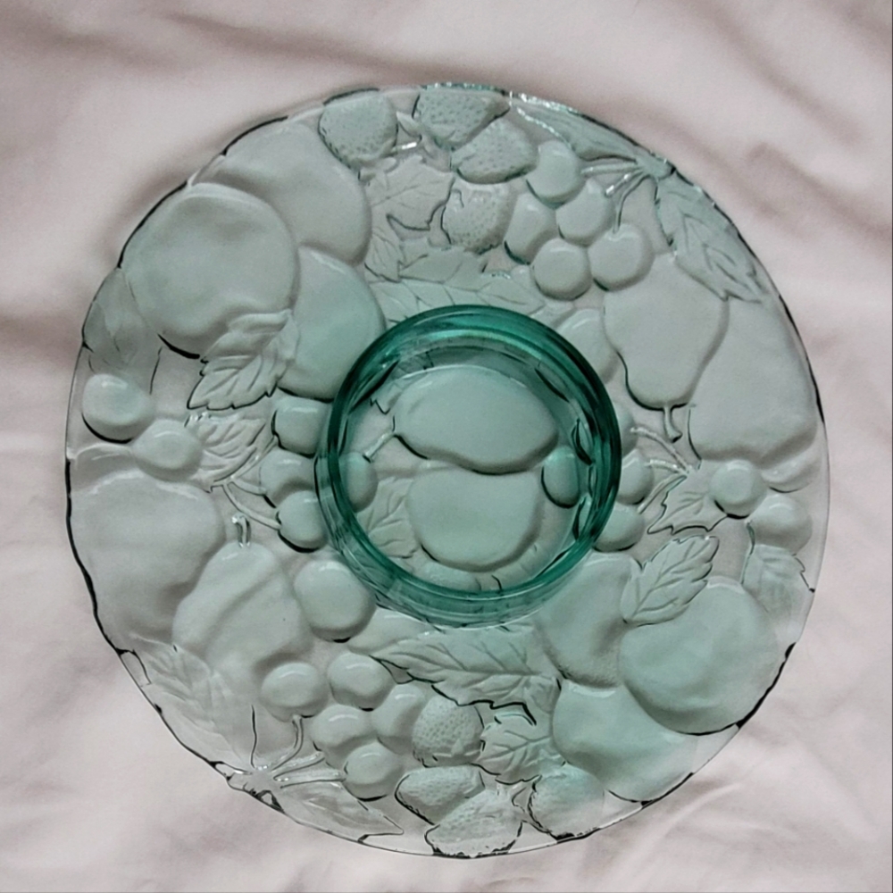 Vintage Libbey Orchard Fruit Embossed Relish Dish Party Tray (315)